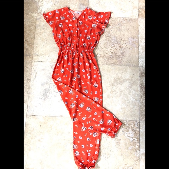 Wonderly Pants - Wonderly Drawstring Waist Flutter Sleeve Jumpsuit